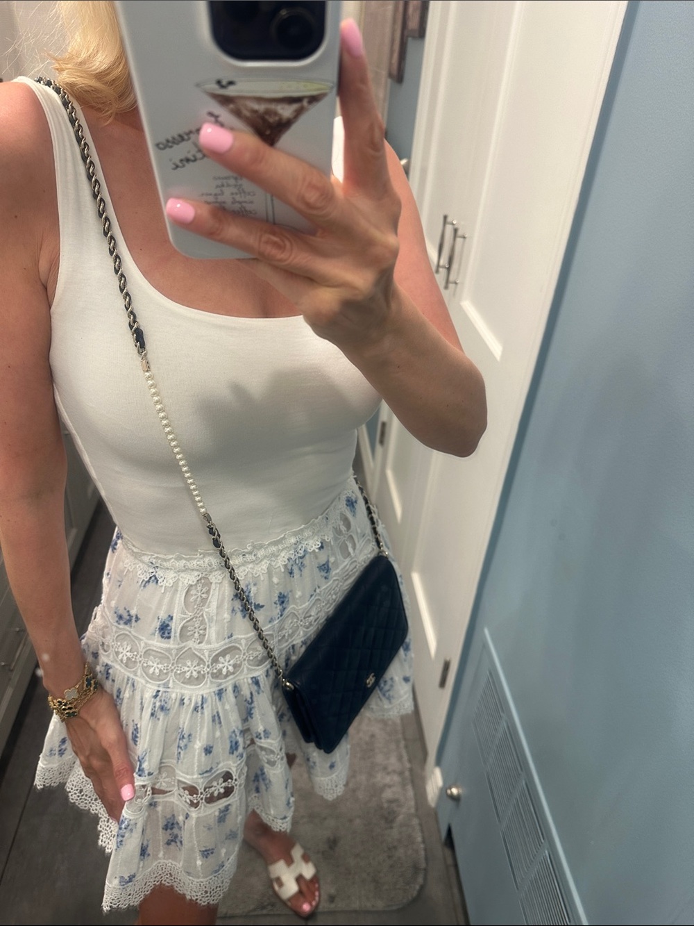 NWT Chanel Pearl Wallet On Chain Navy